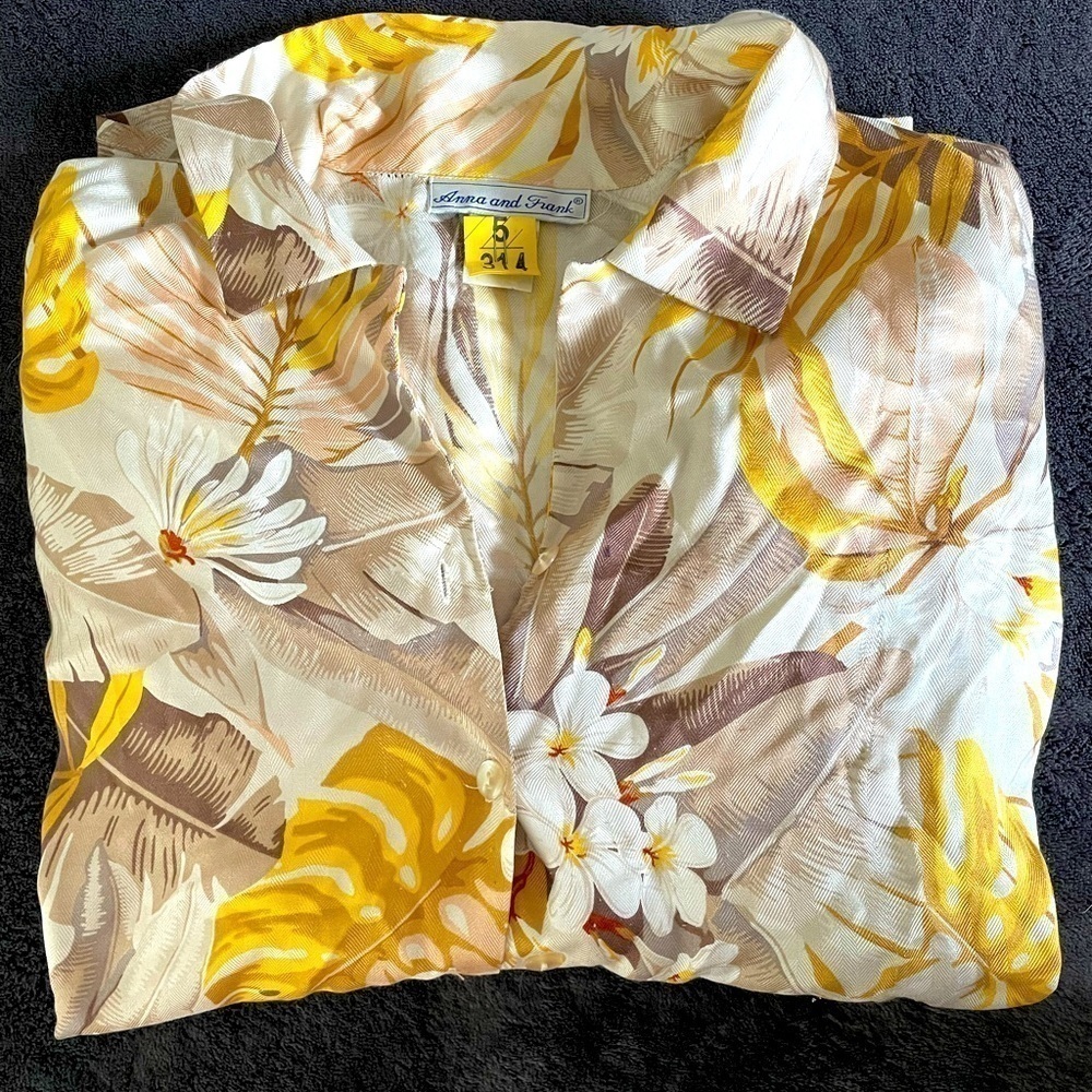 Vintage Anna and Frank polyester button-down shirt